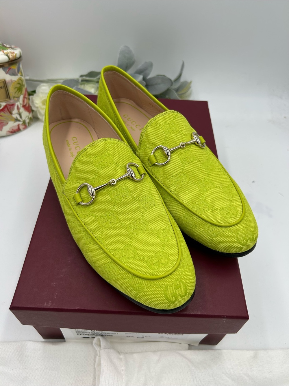 Women's Gucci GG monogram canvas JORDAAN loafers size 38.5 fits nine US